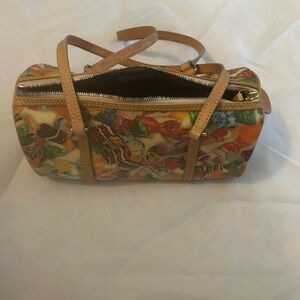 Vintage Dooney & Bourke Multicolor Candies Barrel Bag with Tan Trim